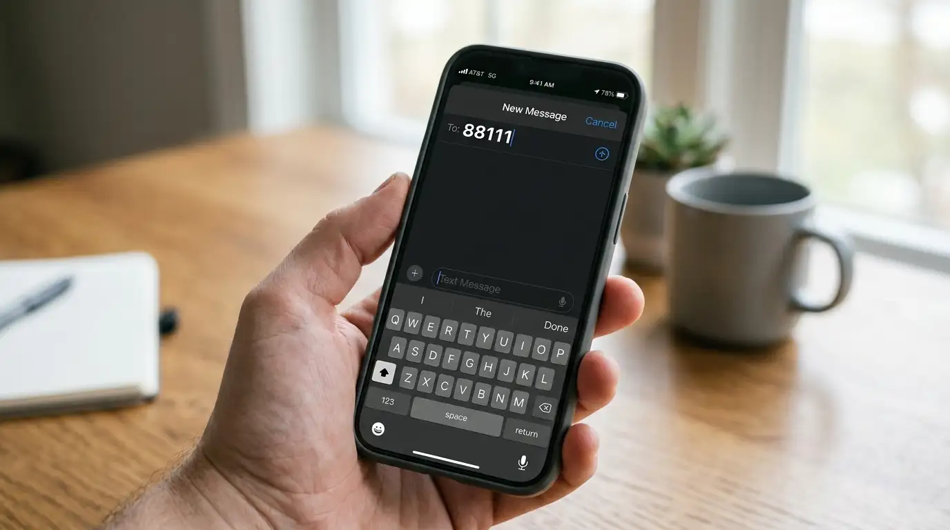 Telefon s otevřenou zprávou připravenou k odeslání na číslo 90211