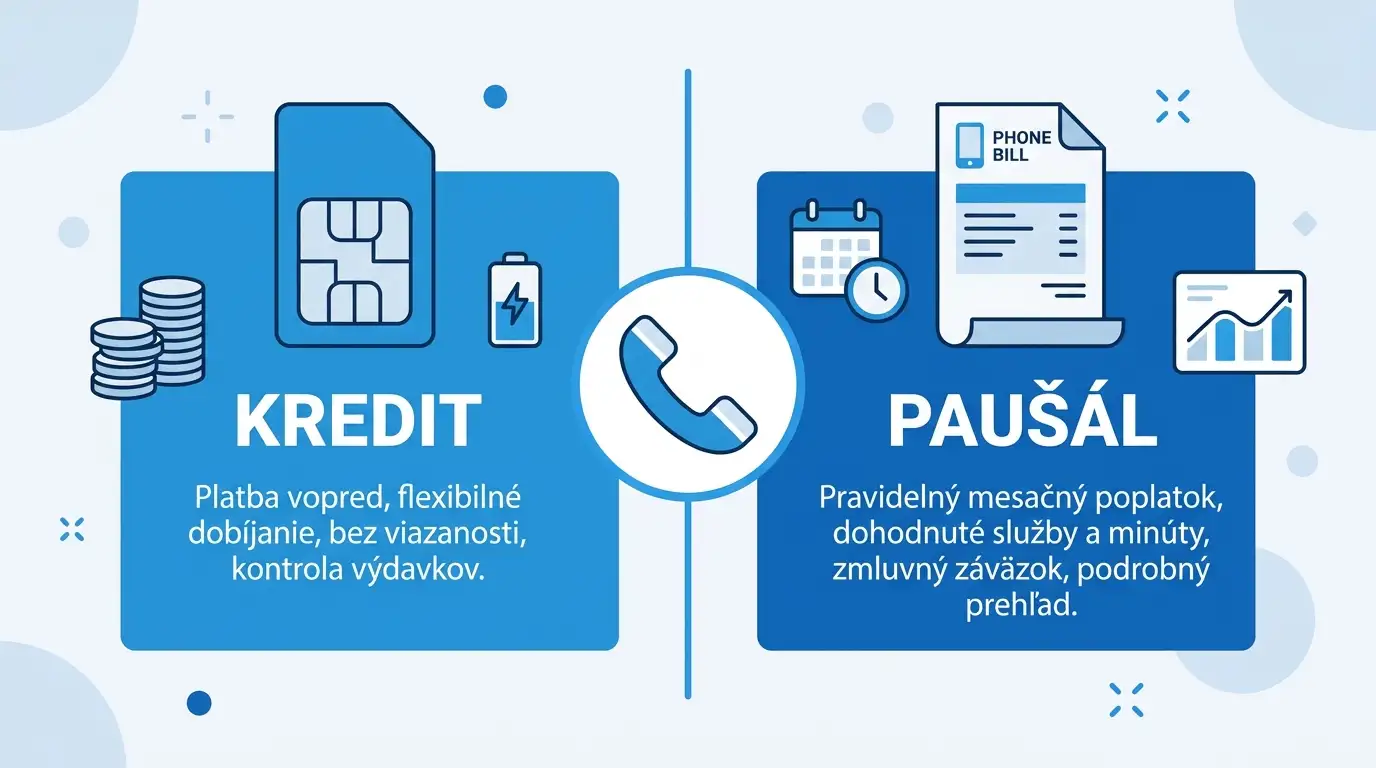 Rozdíl mezi platbou z kreditu a z paušálu u mobilního vkladu