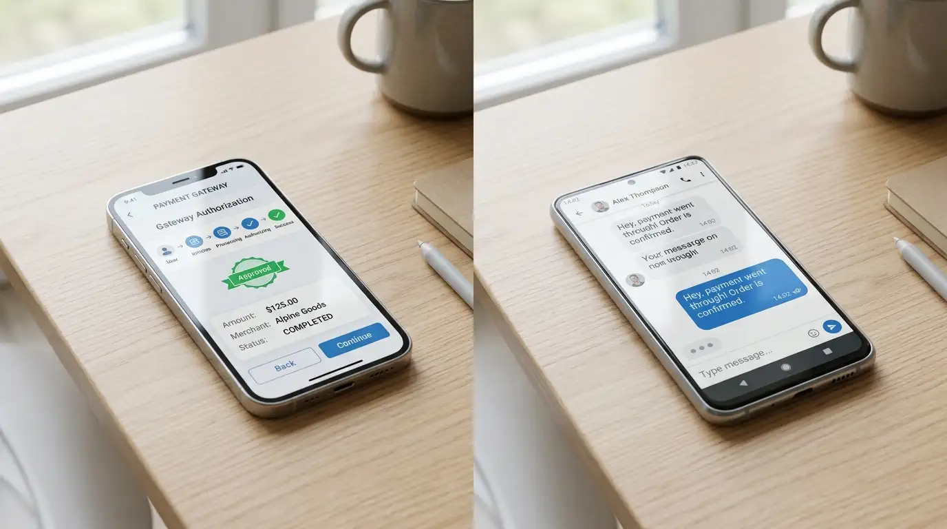 Dvě cesty vkladu, brána a přímá SMS, postavené vedle sebe