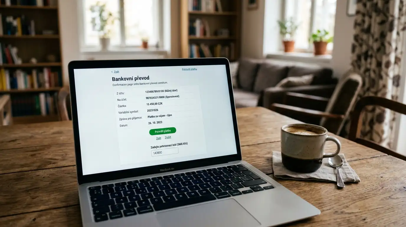 Notebook s otevřeným internetovým bankovnictvím pro výběr výhry z casina